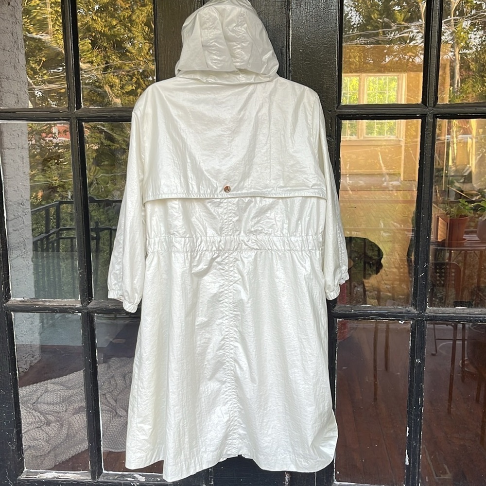 Eliza J Hooded Long Parka Windbreaker Jacket White/Pearl Size XL - Picture 6 of 6
